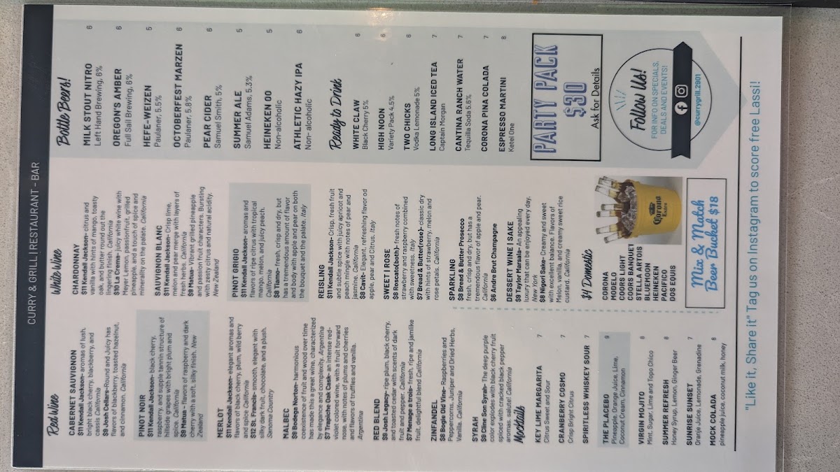 Menu Curry & Grill - Restaurant & Sports Bar-2